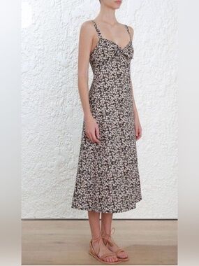 Zimmermann cherry print brown midi dress